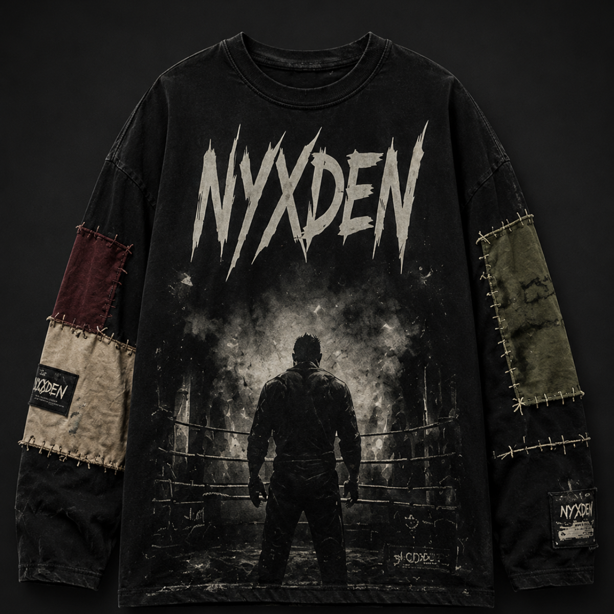 Untitled design (1) Black Arena Fighter Graphic Long Sleeve - Image 1