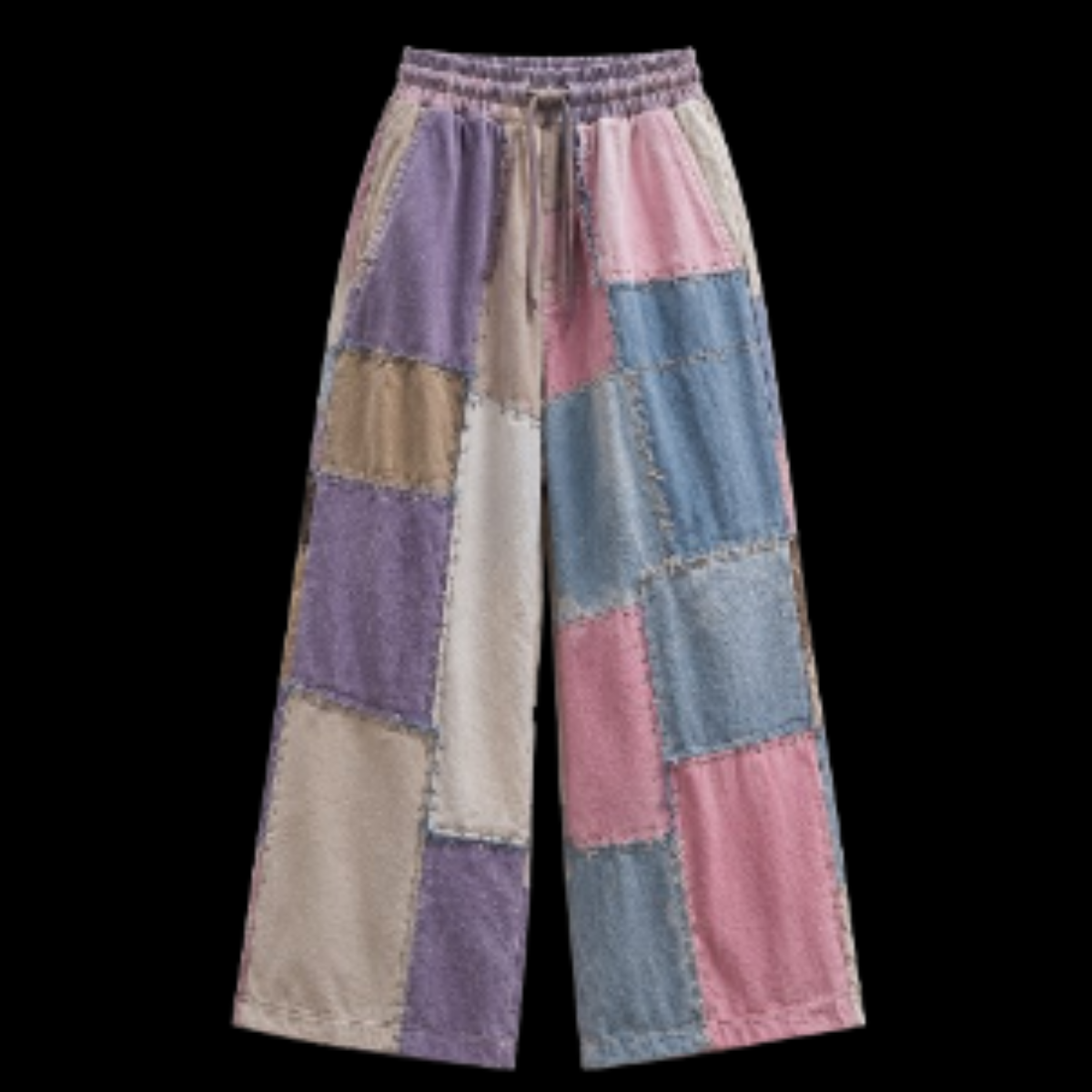 Untitled design Pastel Blue Pink Handmade Patchwork Pants - Image 1