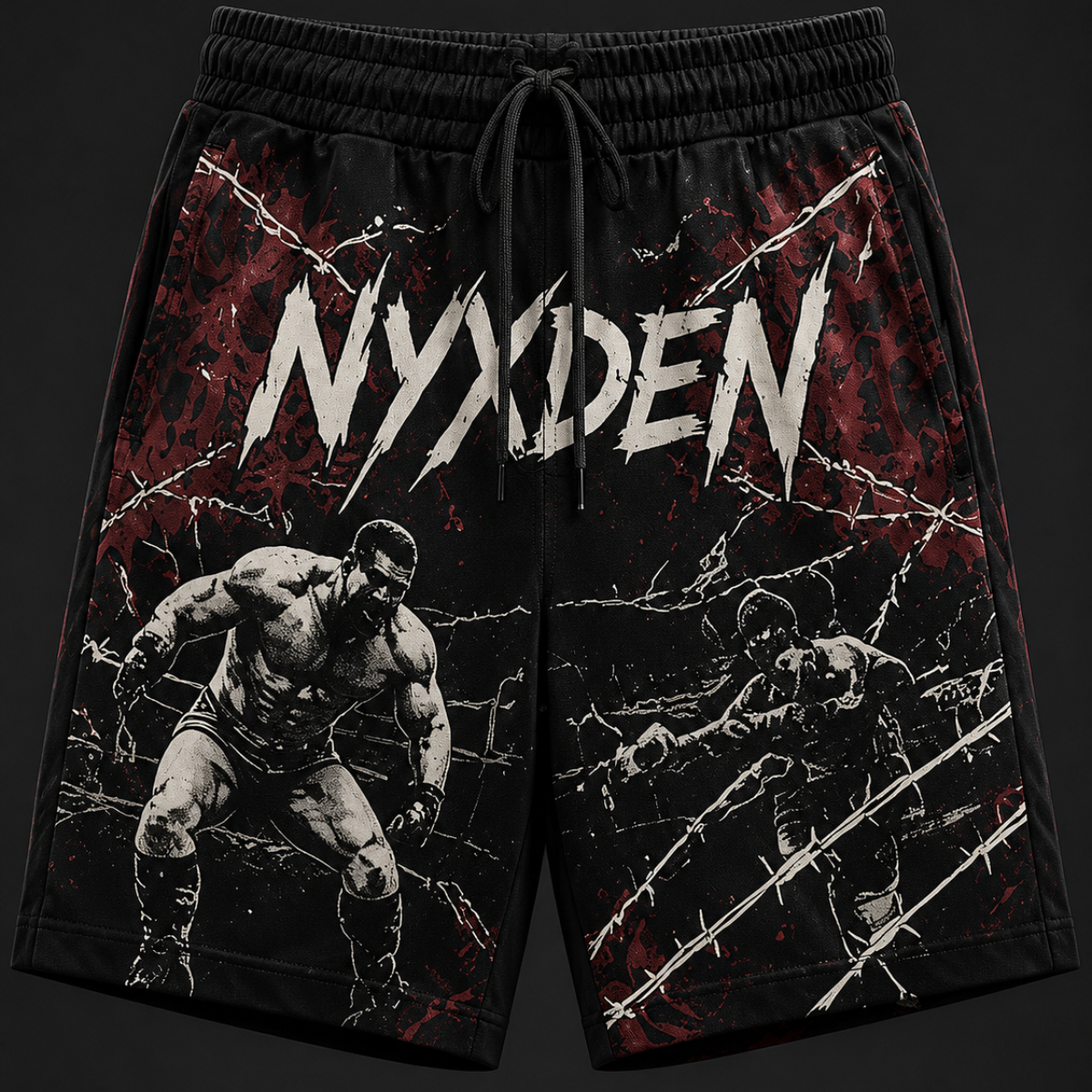 Untitled design (7) Red Warrior Graphic Streetwear Shorts - Image 1